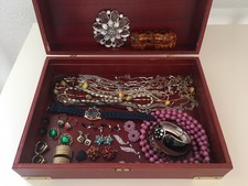 Vintage Modeschmuck Konvolut mit Holzschatulle 🎀 Geschenk 🎀