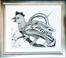 Paradiesvogel Tusche 36 x46 cm