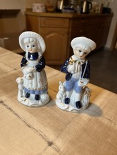 Deko Figuren Junge Mädchen Porzellan weiß gold Blau ca. 13,5cm Hoch !!!Top!!!