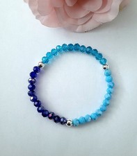 Sylvie's Armband Kristall blau türkis  handmade 18 cm dehnbar / 1457