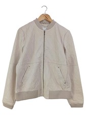 ESPRIT Lederjacke Herren XL Beige Gesteppt Bomberjacke Klassisch Vintage