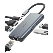 USB-C Hub Adapter 6 in 1 HDMI 4K Auflösung 3 USB A/C 5 Gbit/s Ethernet Verteiler