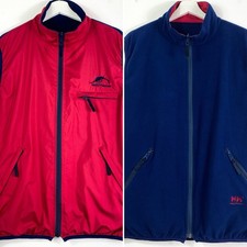 Helly Hansen Weste Vintage Wendeweste Gr.L Herren Fleece Blau Rot Fleece 90er
