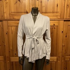 Consequent Damen Cardigan Weste kurz - hellgrau - Gr. 40 - zum Binden/Wickeln