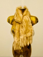 Zobel-Strickschal aus goldenem Zobel Pelz)mit Fransen.Neu