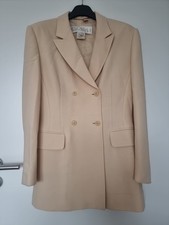 ESCADA Damen Kostüm Gr. 36/38 beige/gelb Knie lang SchurWolle vintage 