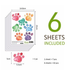 42 Aufkleber Bunte Tatzen DIY