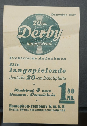 Derby schallplatten katalog - schallplatten,