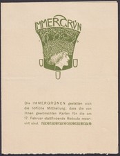 München Immergrün Schützenverein Fasching Werbekarte Jugendstil Julius Diez 1906