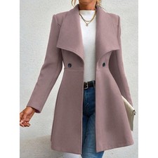 Damen Mantel Langarm Jacke Herbst Mantel Lang Übergangsjacke Basic elegant wählb
