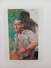 Willi Sitte - Postkarte selbst mit Pinsel 1992 - original Autogramm - ca. 15x10c