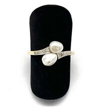 585/- 14KT Gelbgold Ring, Perlen, Diamanten 0,02ct, Damen, Gr. 54, guter Zustand