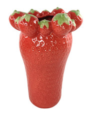 DekoFigur Vase Blumenvase Erdbeere Strawberry Fragaria fruchtig rot groß Keramik