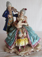 Capodimonte Porzellan Figur Paar mit Geige Barock Rokoko Sammler Antik