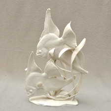 Rosenthal Fritz Heidenreich Figur Skalare / Fische, 38 cm hoch, Weißporzellan
