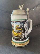 Alter toller  Porzellan Krug Humpen Bierkrug mit Zinndeckel 1/2L  Postmotiv