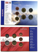 Kursmünzensatz Lettland 1992-2007 im Folder, bitte ansehen         #2