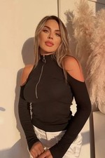 Damen Schwarze Strickbluse mit