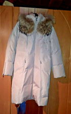 Beiger Daunen Kurzmantel Gr. 38 Taifun elements mit Kapuze, echt Pelz - sehr gut