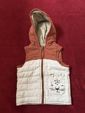 Dünner Wattierte Weste Rost/Creme Mit Kapuze C&A Gr. 74 Mit Leopard