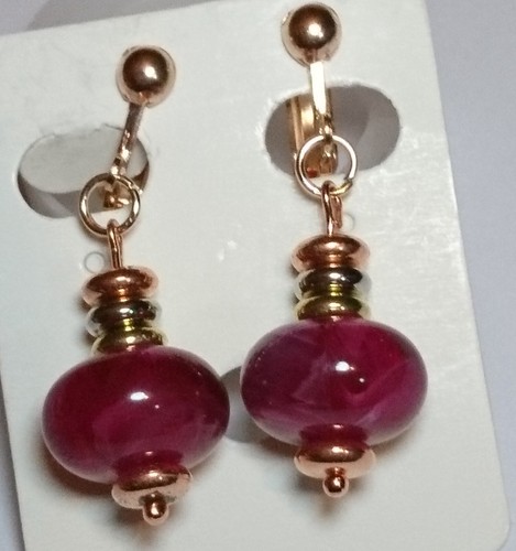 Ohrclips roségoldf bordeaux
