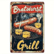 Blechschild Bratwurst Grill