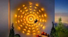 LED-Spinnennetz inkl. Spinne Halloween Dekoration Lichternetz Indoor Outdoor