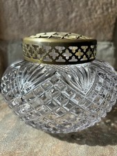 Vintage geschliffenes Glas / Pressglas Rosenschale Rauten- & Fächermuster 14,5 cm Durchm.