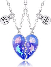 Hifot 2 Stück Halskette Damen Silber Freundschaftskette, Bff Ketten für 2