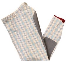 Reithose Euro-Star Hunter Check, Vollbesatz, beige-türkis-grau-weiß kariert