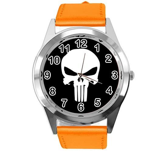 Orange leder runde uhr für - leder,