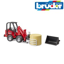 Bruder Toys 02192 Schaffer Lader 2630 mit Schaufel & Ballengreifer und Rundballen