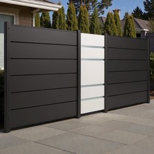 Alu Aluminium Sichtschutzzaun Gartenzaun Steckzaun XL anthrazit mit Glas Alpha