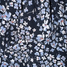 H&M Kleid Gr. 42 Blau Blumen Sommerkleid 100% Viscose Kurzarm Schlitz am Ärmel