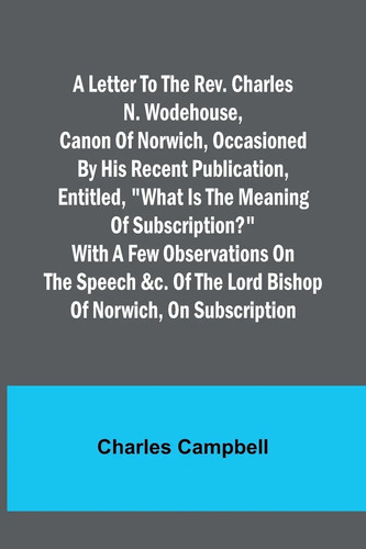 Letter the rev charles - to,