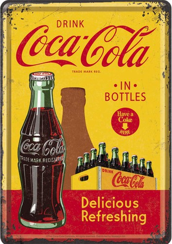 Blechpostkarte coca cola in - blechpostkarte,