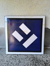 Blau weiss - Signal Hinweis Schild DB Zug - 50x50x3 cm Metall Email