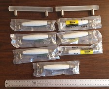 9er SET: 7 OVP Schrank-Griffe weiß Stein-/Porzelanoptik  + 2 Milchglas Griffe