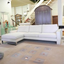 Machalke Ecksofa System Plus Stoff Leder Weiß Kufe Chrom Mit Kopfstütze