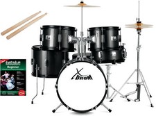 XDrum 16" Kinder Schlagzeug Beginner Drum Set Trommel Becken Sticks Schwarz