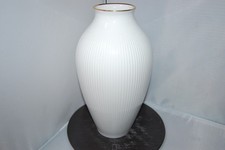 riesige große Vase 30 cm geriffelt weiss Gold Thomas Porzellan