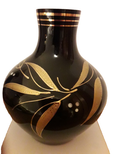 Vintage schwarzglasvase - vintage,
