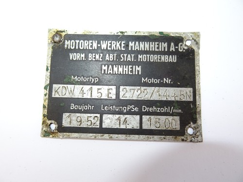 Typenschild für mwm kdw - typenschild, e