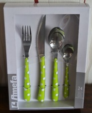 AMEFA BESTECK-SET, 24-teilig, grün gepunktet, Neu