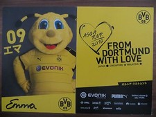 Handsignierte Autogrammkarte MASKOTTCHEN EMMA Borussia Dortmund Asien Tour 2015