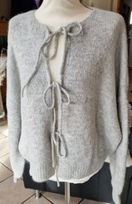 Strickjacke* Cardigan*Grau* L* Oversize*mit Bändchen*Made in Italy *Neu *