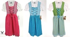 Kinder Dirndl 3ltg. Bluse+Schürze pink hellblau grün Teenager  Isar Trachten