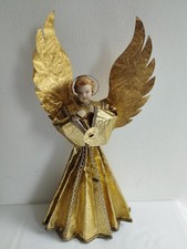 NACHLASS GROSSER RAUSCHGOLDENGEL 50 CM WACHSKOPF GOLDPAPIER CHRISTBAUMSPITZE ALT