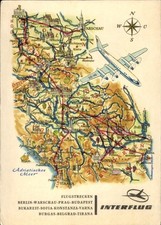 Landkarten Ak Hoppe, Interflug, Flugstrecken, Berlin, Warschau,... - 4783455
