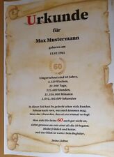 Urkunde Glückwunschkarte zum 60.Geburtstag persönliche Urkunde Geburtstagskarte